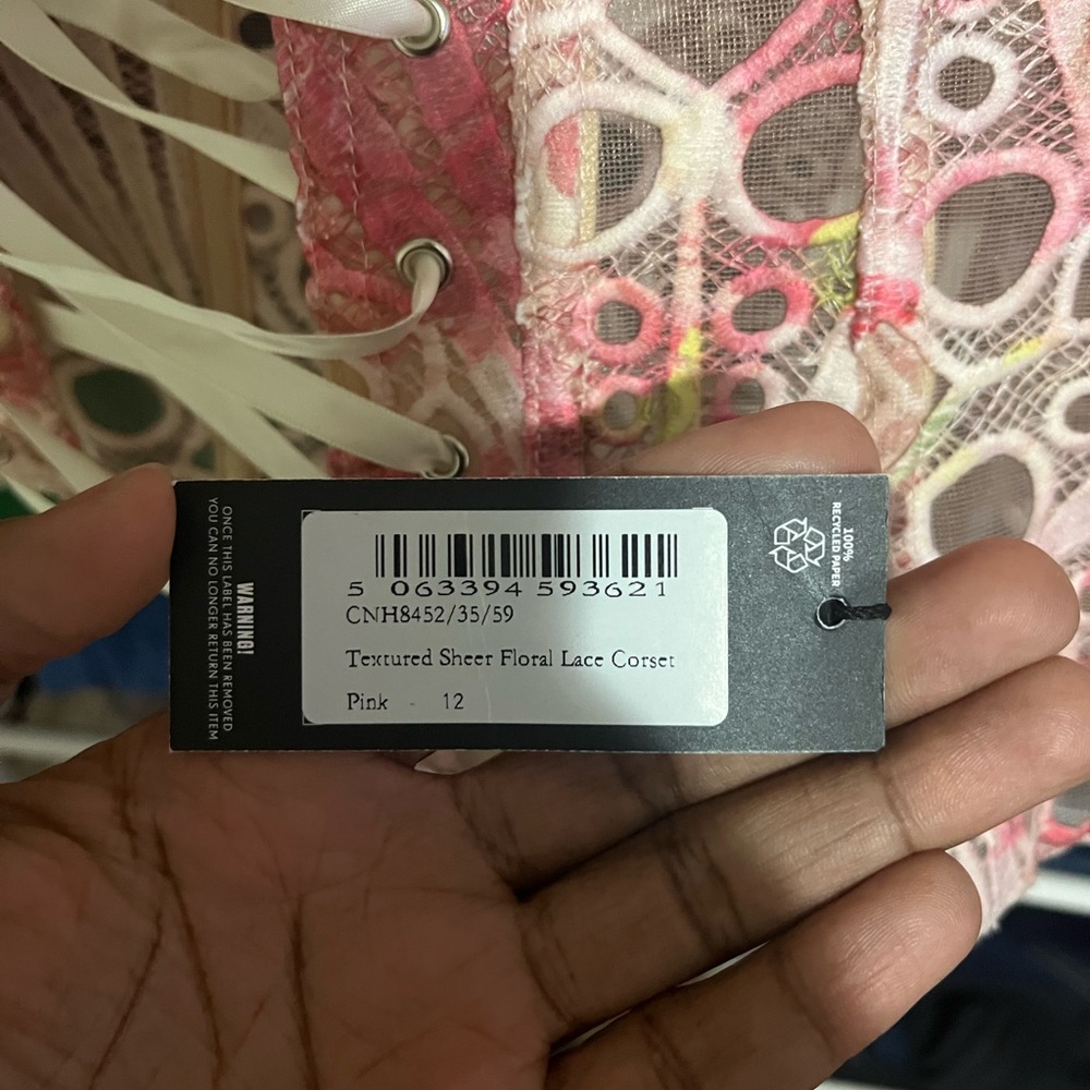 PrettyLittleThing Pink Floral Strapless Corset - Picture 4 of 4